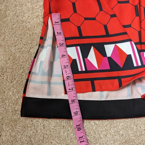 Ted Baker Valent Geometric Print Red Black Zip Front Dress - Picture 11 of 13